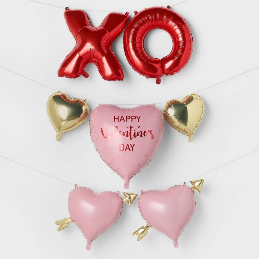 Spritz - 7ct Valentine's Day Foil Balloon Bundle - Spritz Red